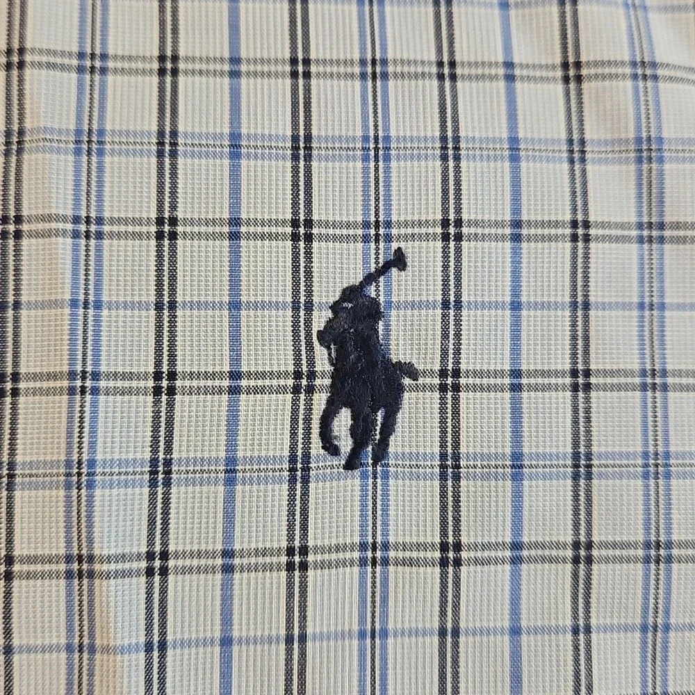 Polo Ralph Lauren Shirt Yarmouth Blue Oxford Check Button Mens 15-1/2 x 32/3 L/S